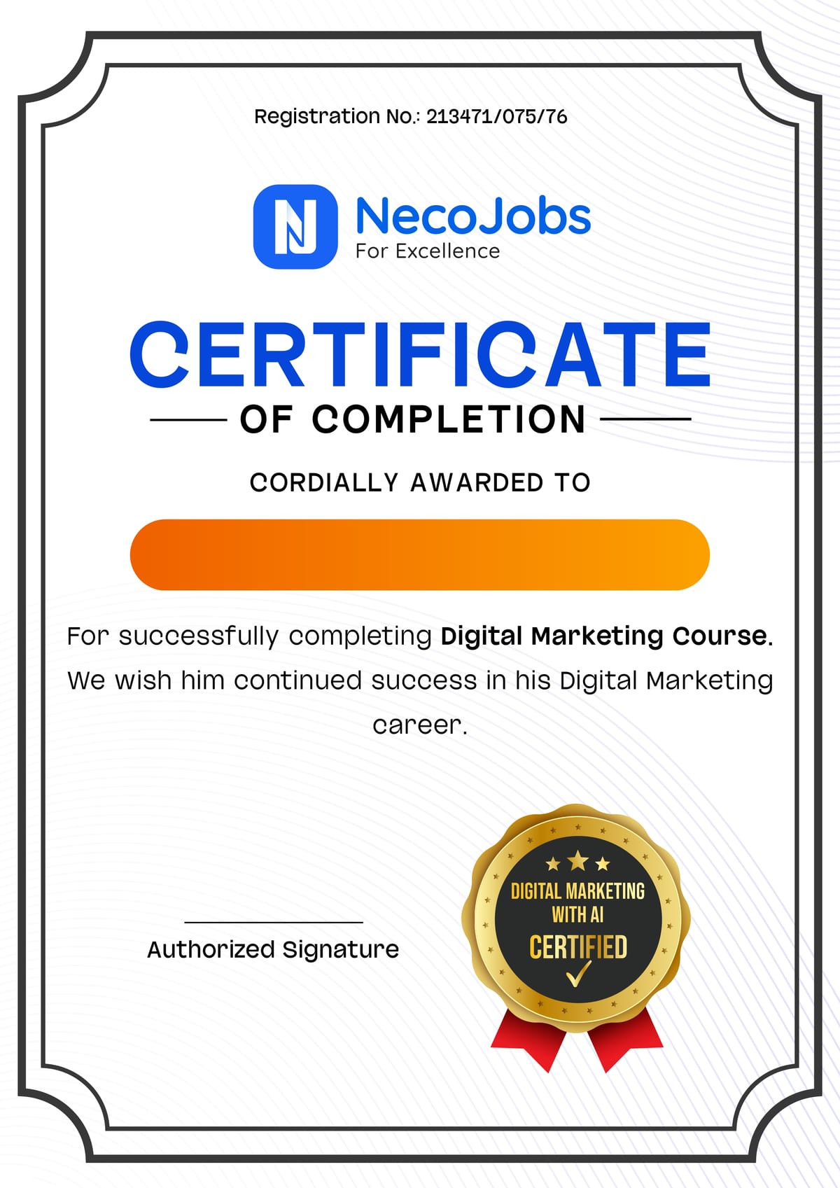 NecoJobs SEO Training in Nepal certificate